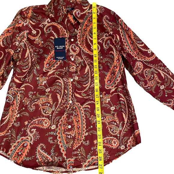 ๐ CHAPS BY RALPH LAUREN | NO IRON WINE MULTICOLOR PAISLEY BUTTON DOWN SHIRT L - Picture 13 of 16